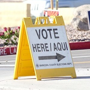 Vote here sign