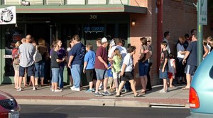 How long did line get at Joe’s Real BBQ? 