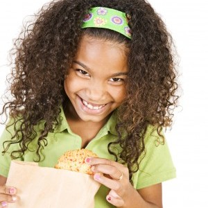 Girl with lunch bag