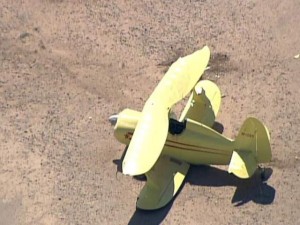 Biplane makes hard landing at Chandler airport