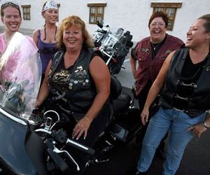 Women take the driver’s seats on their own Harleys 