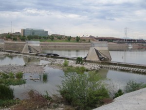 Burst dam at Tempe Town lake