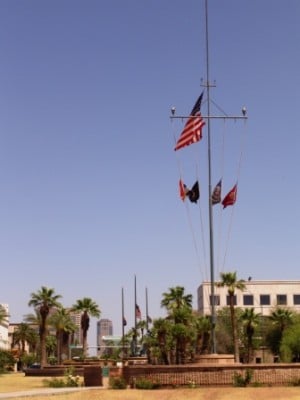 USS Arizona signal mast at Wesley Bolin Plaza