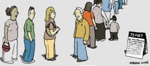 Editorial Cartoon: Long lines for E.V. voters 