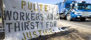 Small group of protesters rallies against Pulte 