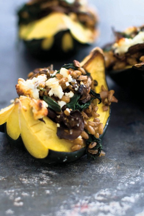 Mushroom stuffed acorn squash