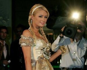 Hilton hits gold with Bavarian dirndl 