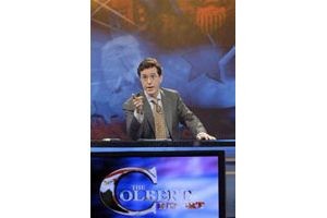 Colbert spoofs cable-news punditry 