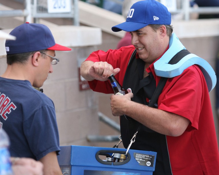 Beer vendor for a day. 