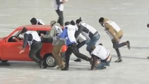 Raw: First-Ever Russian Car Curling Tournament