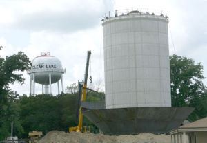 Bowl of new water tower under construction