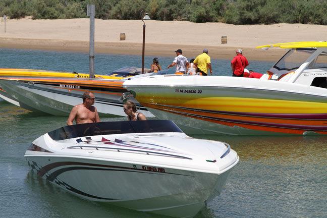 high performance boats lake havasu boaters arrive for desert storm mingle at pirate cove high performance boats lake havasu boaters arrive for desert storm mingle at pirate cove