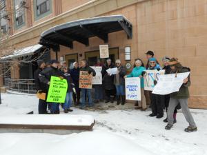 About 20 protest Warren silencing at Daines' Helena office