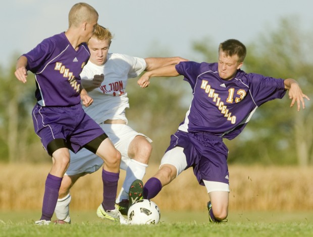 ... Matt Blaser plays defense Monday August 20, 2012 in Mount Zion, IL