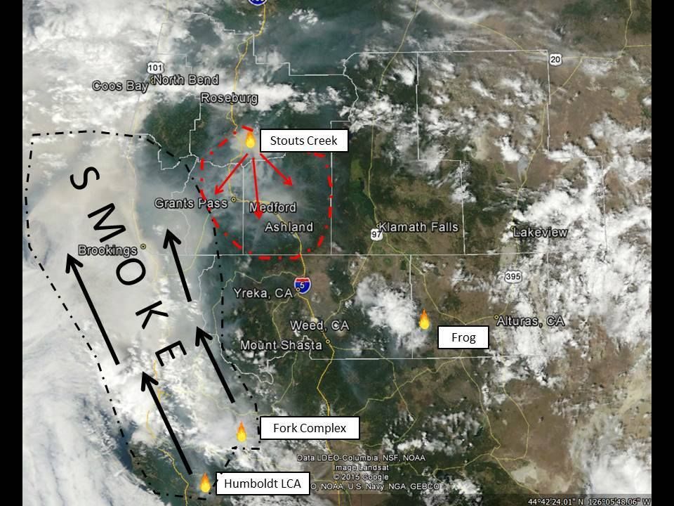 UPDATE Smoke pours into Klamath Basin as Douglas County wildfire grows