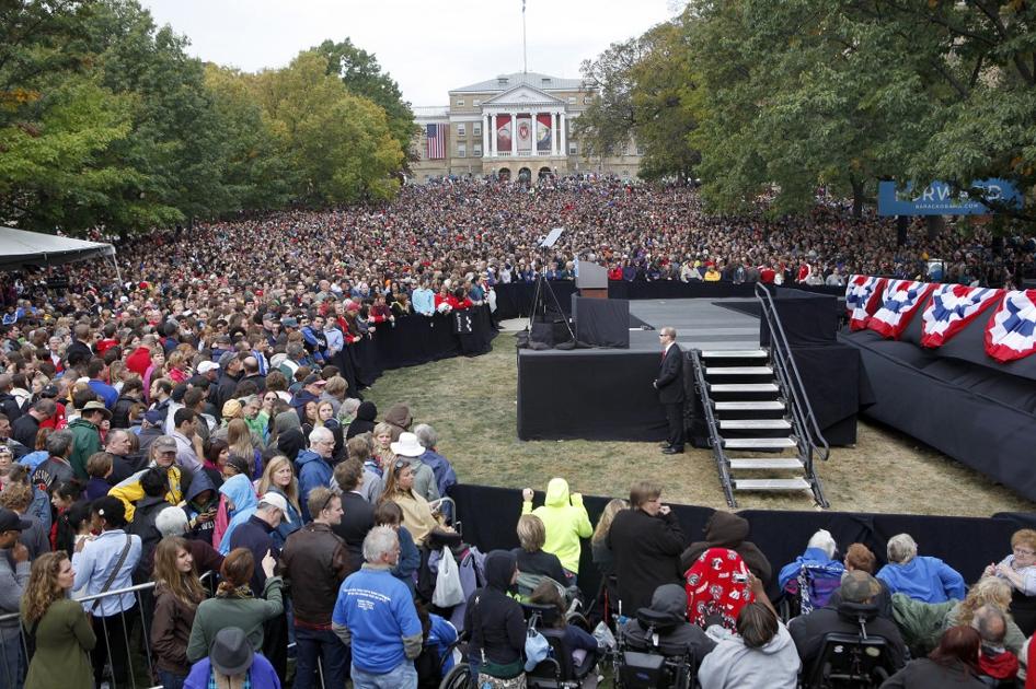 Supporters Arrived Early Waited In Long Lines To Cheer Supporters Arrived Early Waited In Long Lines To Cheer President Wisconsin Elections Host Madison Com