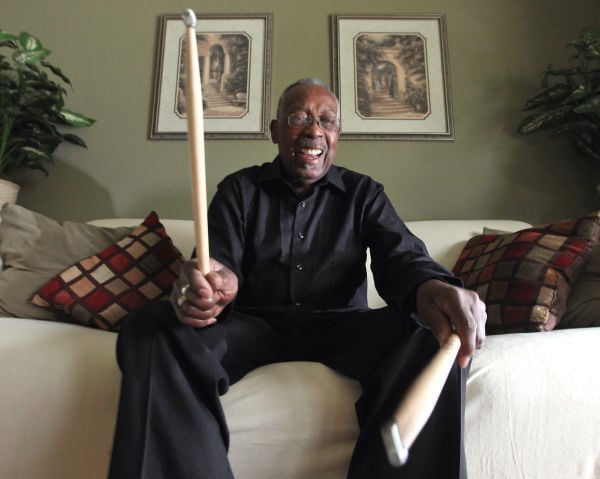 Clyde Stubblefield and his drumsticks in 2013 (copy)