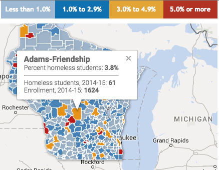 wisconsin map madison host interactive homeless students