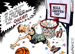 Hands Cartoon: Madison misses the dunk