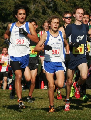 madison cross country hacker wiaa division west state brothers lead title compete olin wilson brother meet left
