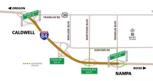 Portion of eastbound I-84 to close in Nampa tonight, reopen Tuesday morning