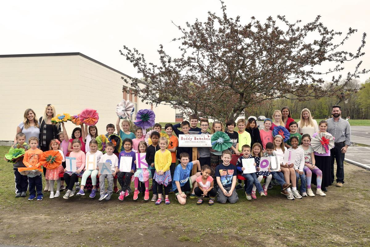 New Buddy Benches unveiled at Hamilton Elementary School North