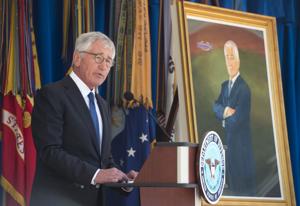 Hagel portrait unveiled at Pentagon