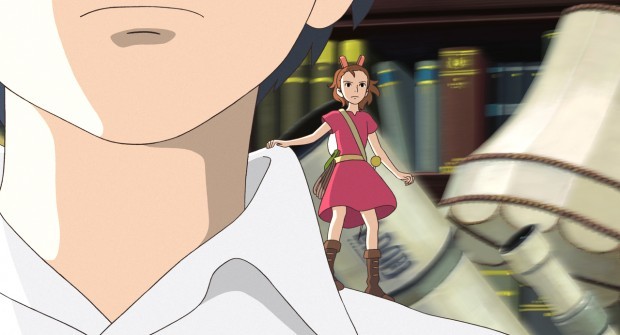 Tiny Arrietty right voice by Bridgit Mendler riding on the shoulder of 