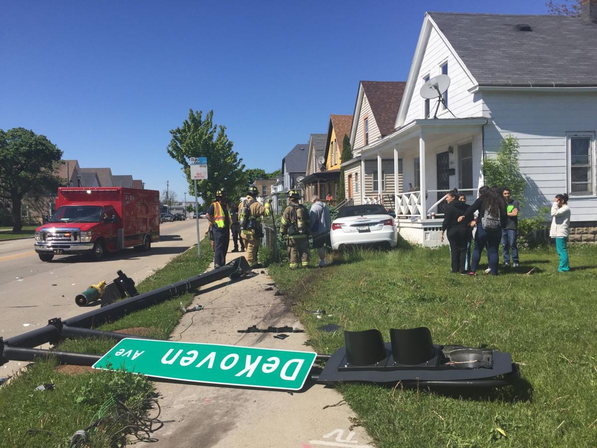 Crash sends car into porch on Racine Street Local News
