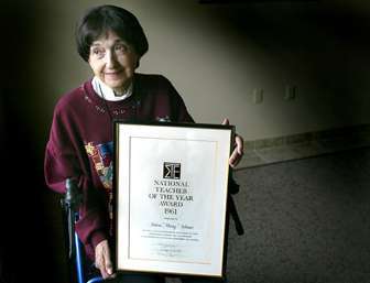 Helen 'Missy' Adams with her award. Photo taken later in her life.