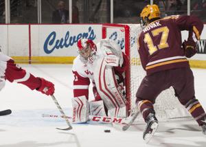 Badgers men's hockey: Goalie Matt Jurusik back to practice for Wisconsin after injury