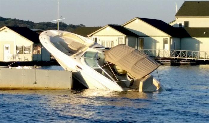 Boat Crashes Into Breakwater At Moorings Yacht Club On Lake Of The