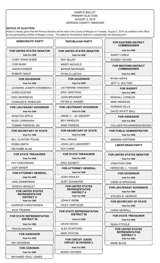 County Sample Ballot Government