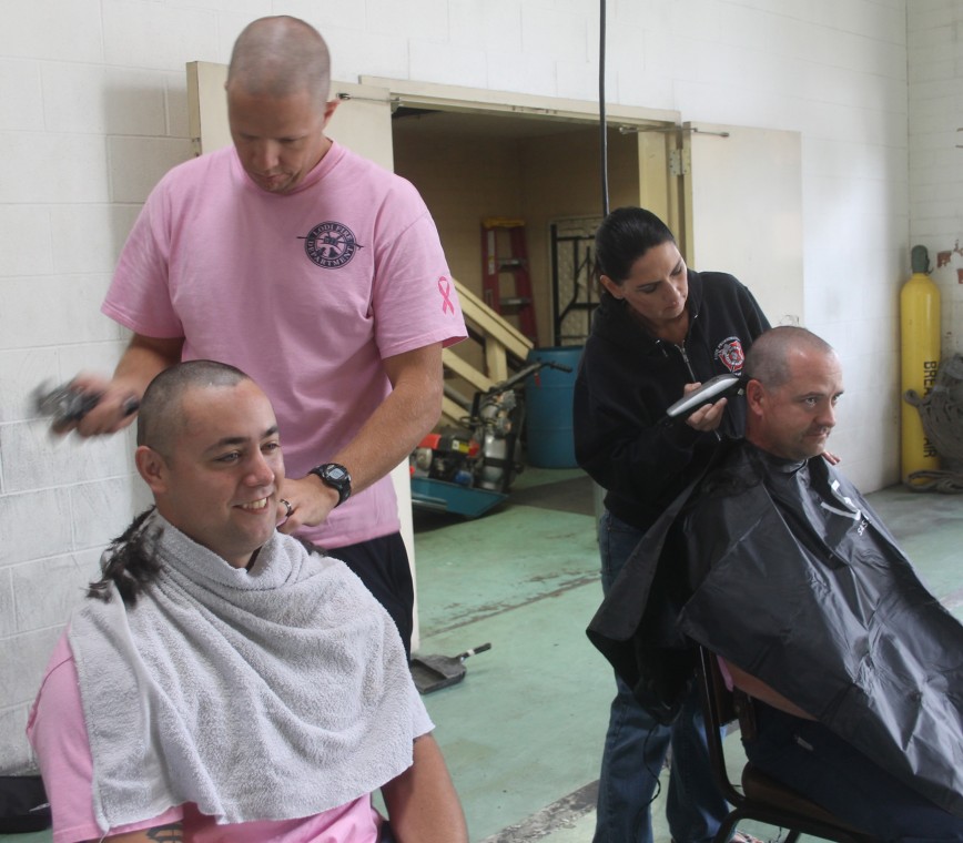 Lodi firefighters shave head to support breast cancer research 