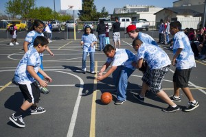 Shooting hoops and making friends