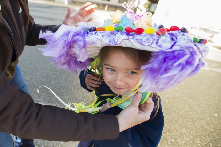 Molly Thurlow, 5, marches in St. Anne’s School parade founded by her grandmother