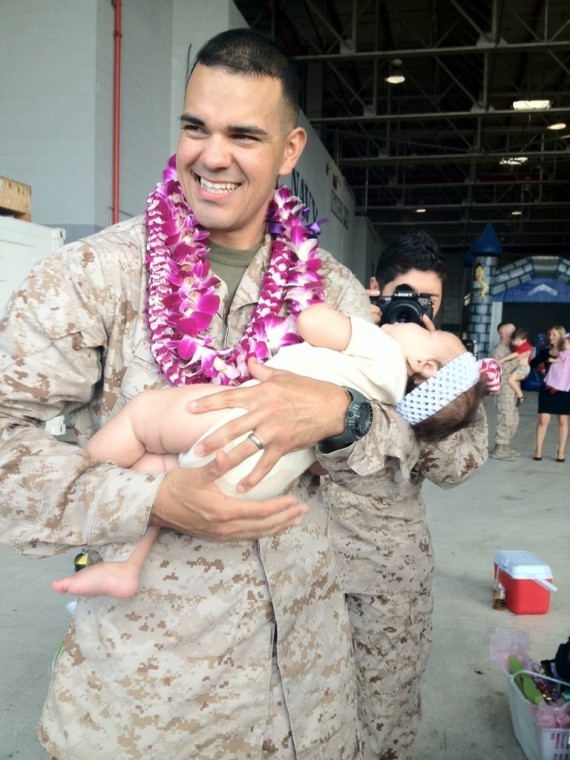 In daddy's arms