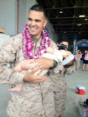 In daddy's arms
