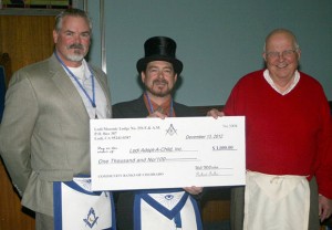 Lodi Masonic Lodge presents check to Lodi Adopt-A-Child