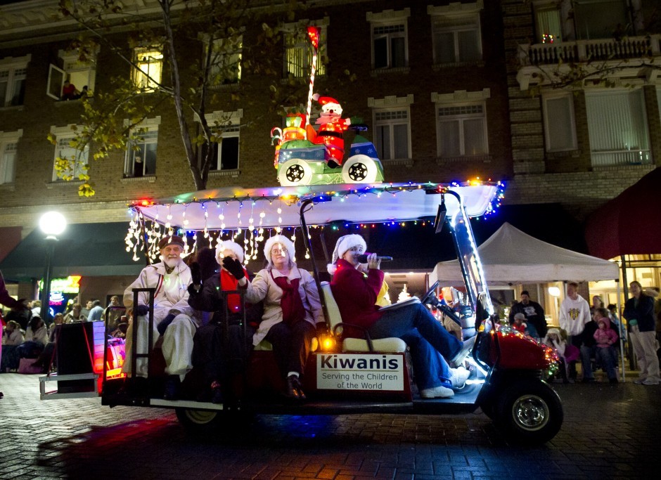Parade of Lights – 89 floats strong – winds its way through Downtown Lodi with sports theme