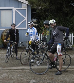 Bikers enjoy a relaxing day of cycling, visiting wineries