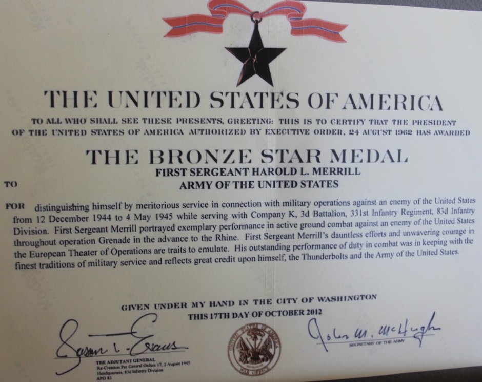 Big Christmas Eve surprise — Lodi's Harold Merrill gets Purple Hearts, Bronze Stars