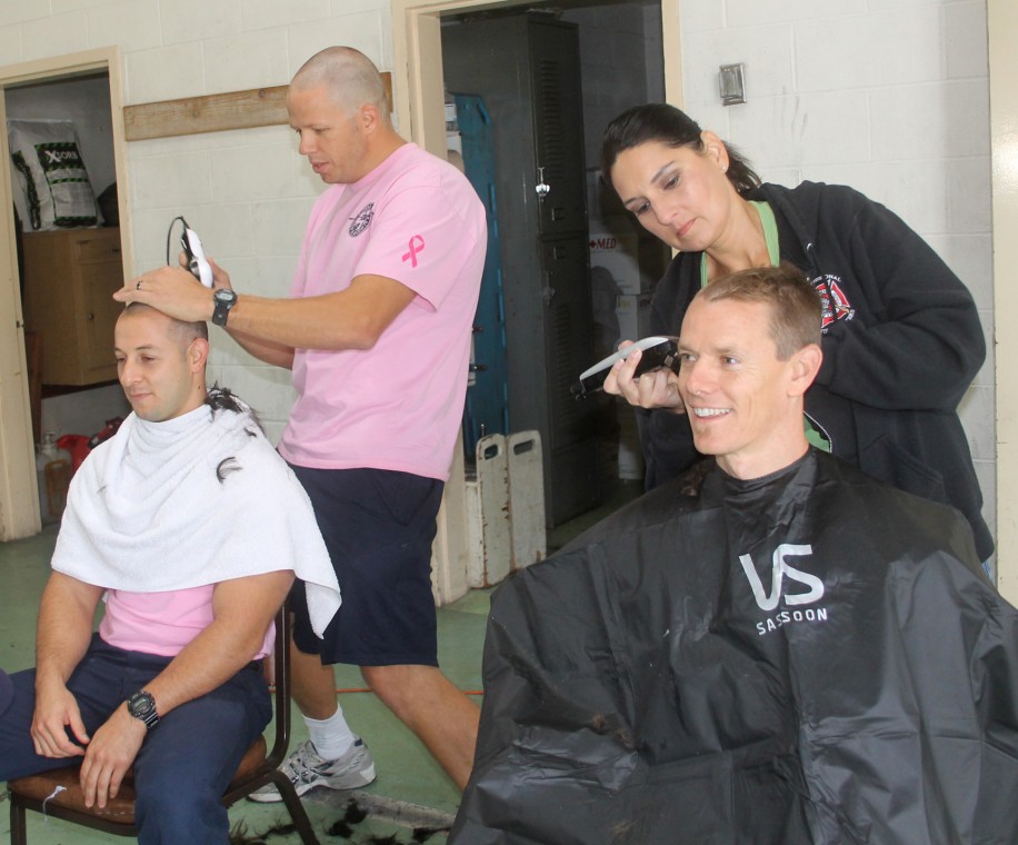 Lodi firefighters shave head to support breast cancer research 