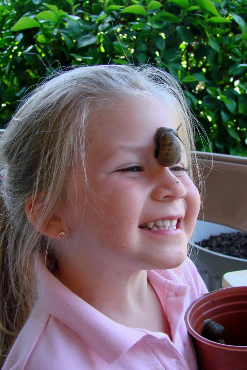 Enjoying one of Lodi's snails.