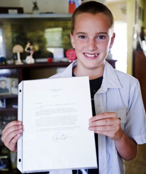 Local student James Henderson writes President Obama — and gets a response