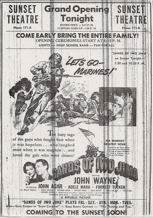 Sunset Theater opened with military fanfare in 1950