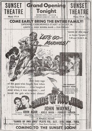 Sunset Theater opened with military fanfare in 1950