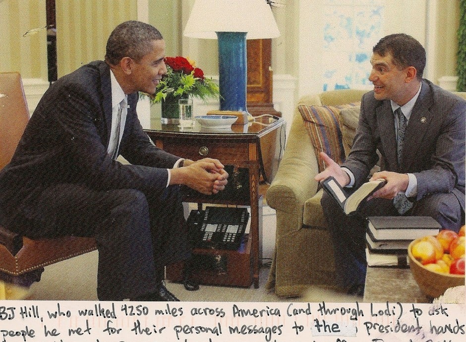 Unique postcard features President Obama with B.J. Hill
