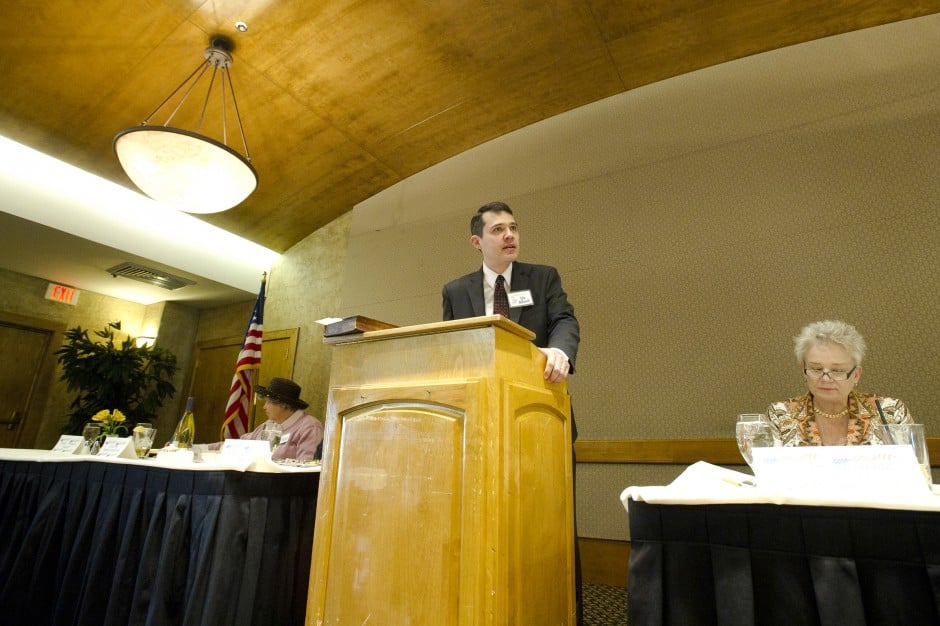 Congressional candidate John McDonald speaks to Lodi Republican Women