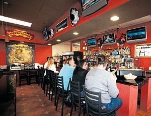 Mexican food, prepared in open kitchen, at Pancho Villas Bar and Grill 